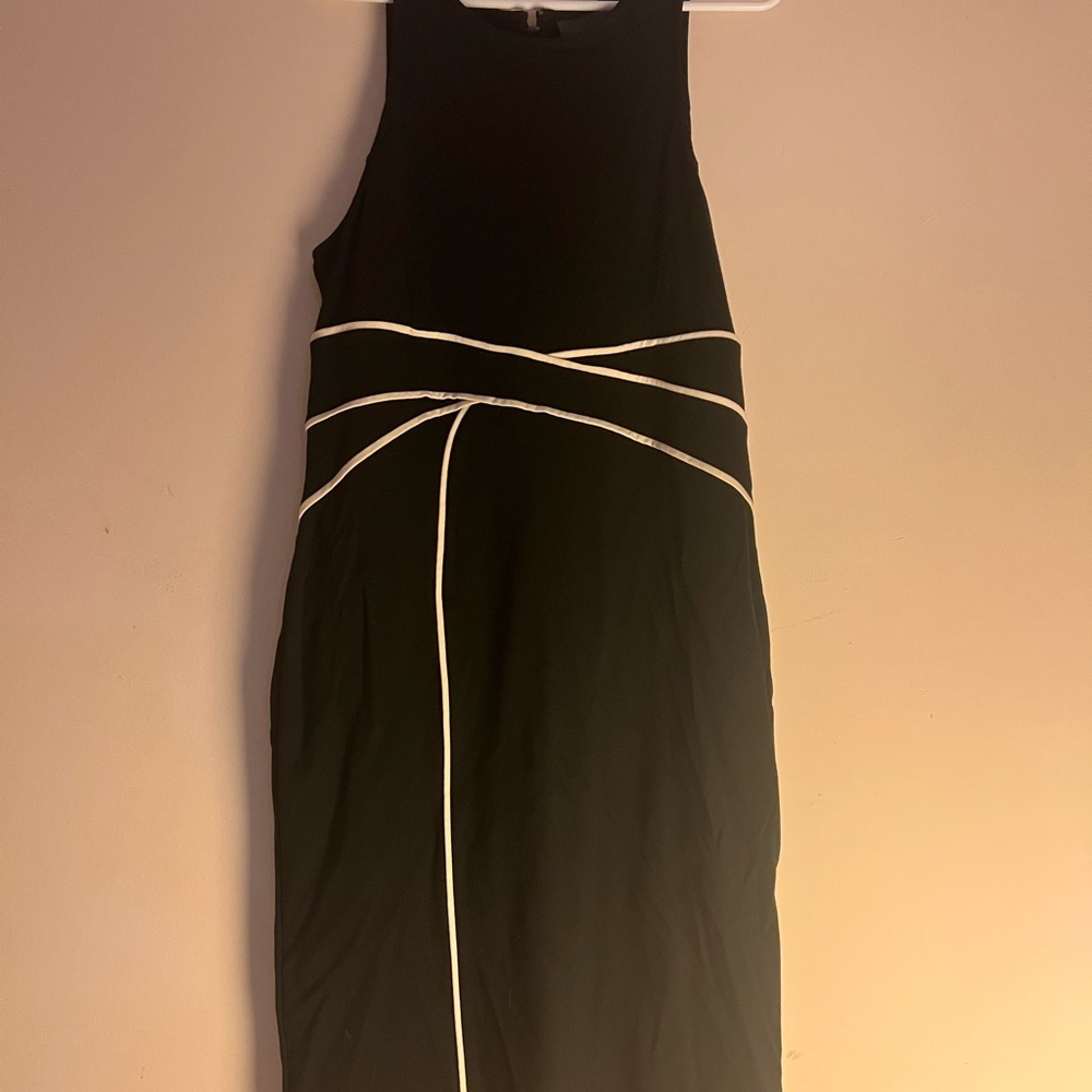 Maeve Black Dress with White Trim